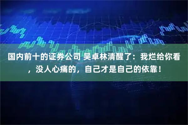 国内前十的证券公司 吴卓林清醒了：我烂给你看，没人心痛的，自己才是自己的依靠！